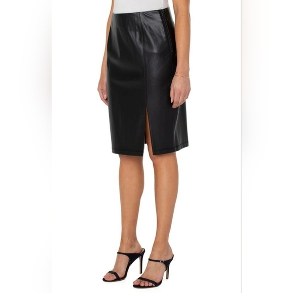 LIVERPOOL LOS ANGELES Faux Leather Pencil Skirt in Black Women's Size 20 - Picture 1 of 12